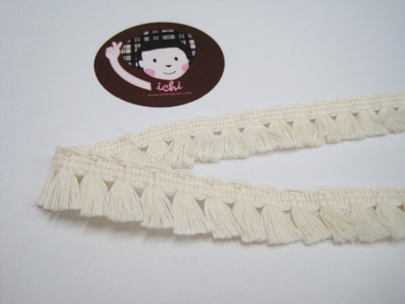 5 Yards 100% Cotton Tassel Trim, Natural trim, Ivory Trim, wholesale trim, trim lot, Cotton gland frange, cream gland frange, mat frange image 9