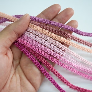 5 Yards 3/16&quot; Pink Gimp Braided Trim, Gimp Braid, Braided Cord, Braided Gimp Trim, Scroll Braid Trim, Chinese Braided Trim, shocking pink