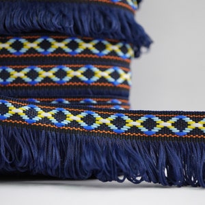 5 yards Navy Blue Boho Loop Trim, Blue tassel Trim, Tassel Trim, tassel, looped trim, tassel loop trim, loop fringe, navy blue loop trim