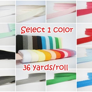 1 roll (36 yards) 3/8" Herringbone Tape, Cotton Tape, Cotton Twill Tape, Rainbow Tape, Cotton Ribbon, Trim lot, twill tape for masks