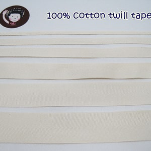 5 Yd 100% Cotton Herringbone tape, Cotton Twill Tape, Unbleached Cotton Trim, Cotton, natural trim, cotton ribbon, twill tape for masks