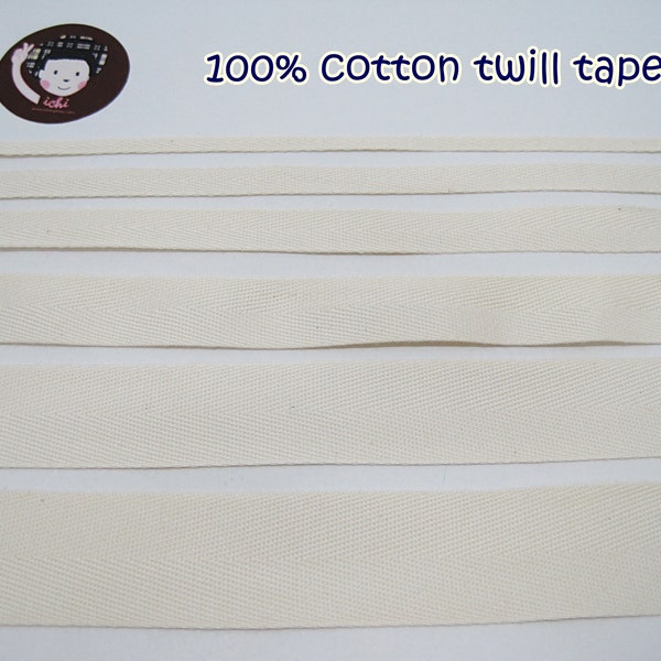 Ruban à chevrons 100 % coton de 5 verges, ruban en sergé de coton, garniture en coton non blanchi, coton, garniture naturelle, ruban de coton, ruban sergé pour masques