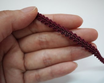 5 Yards 3/16" Burgundy Gimp Braided Trim, Gimp Braid, Braided Cord, Braided Gimp Trim,Scroll Braid Trim, Chinese Braided Trim, dark red gimp