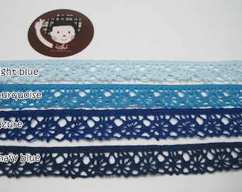 5 yards 9/16" Blue Crochet Lace Trim