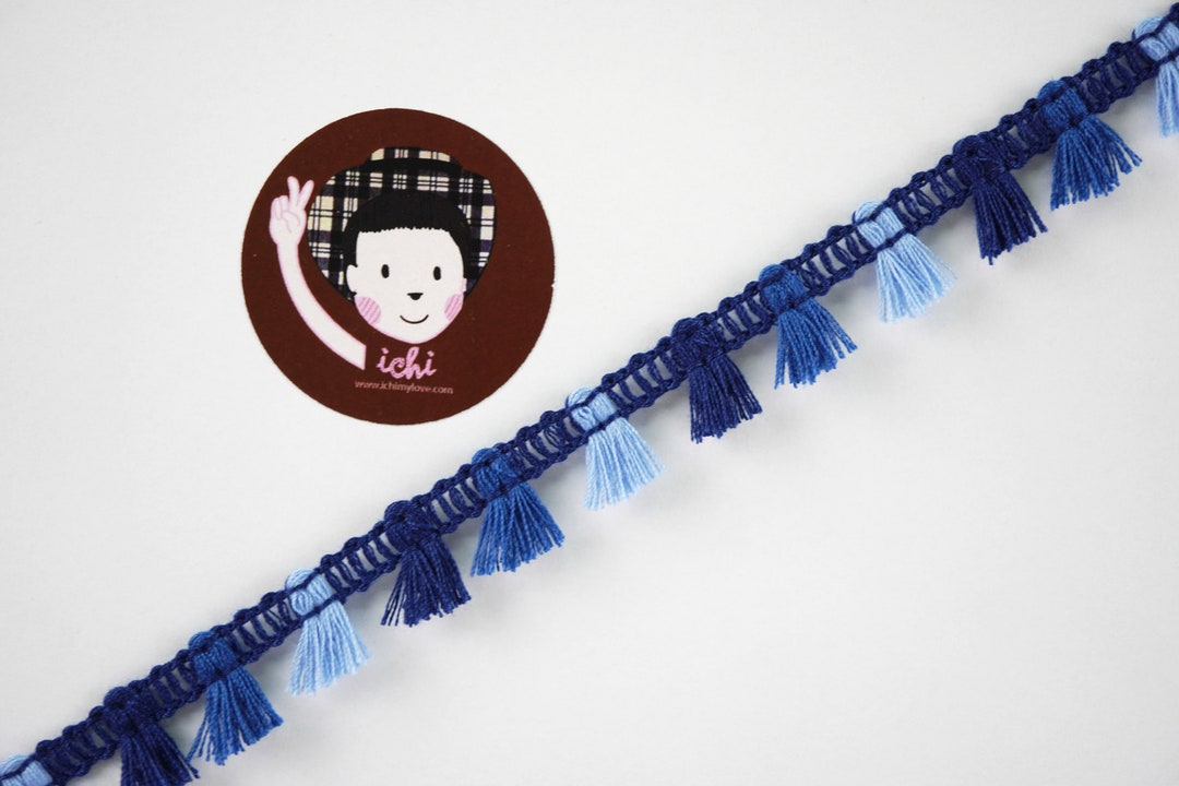 5 Yards Navy Blue Tassel Trim, Mini Tassel Trim, Wholesale Trim, Tassel Fringe, Blue Tassel Trim