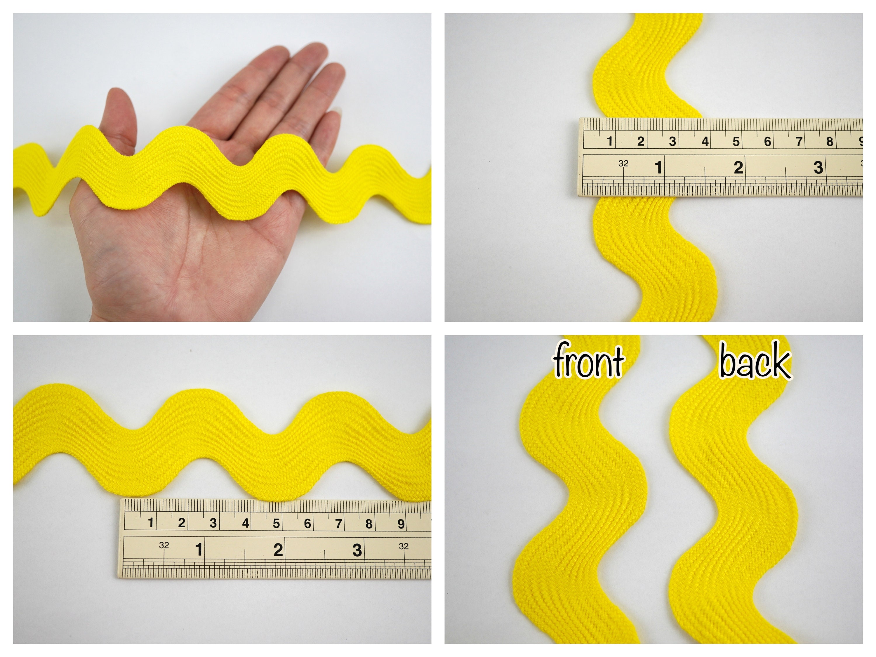 5 Yards Yellow Jumbo Rick Rack Trim, Yellow Rick Rack, Jumbo Ric Rac ...