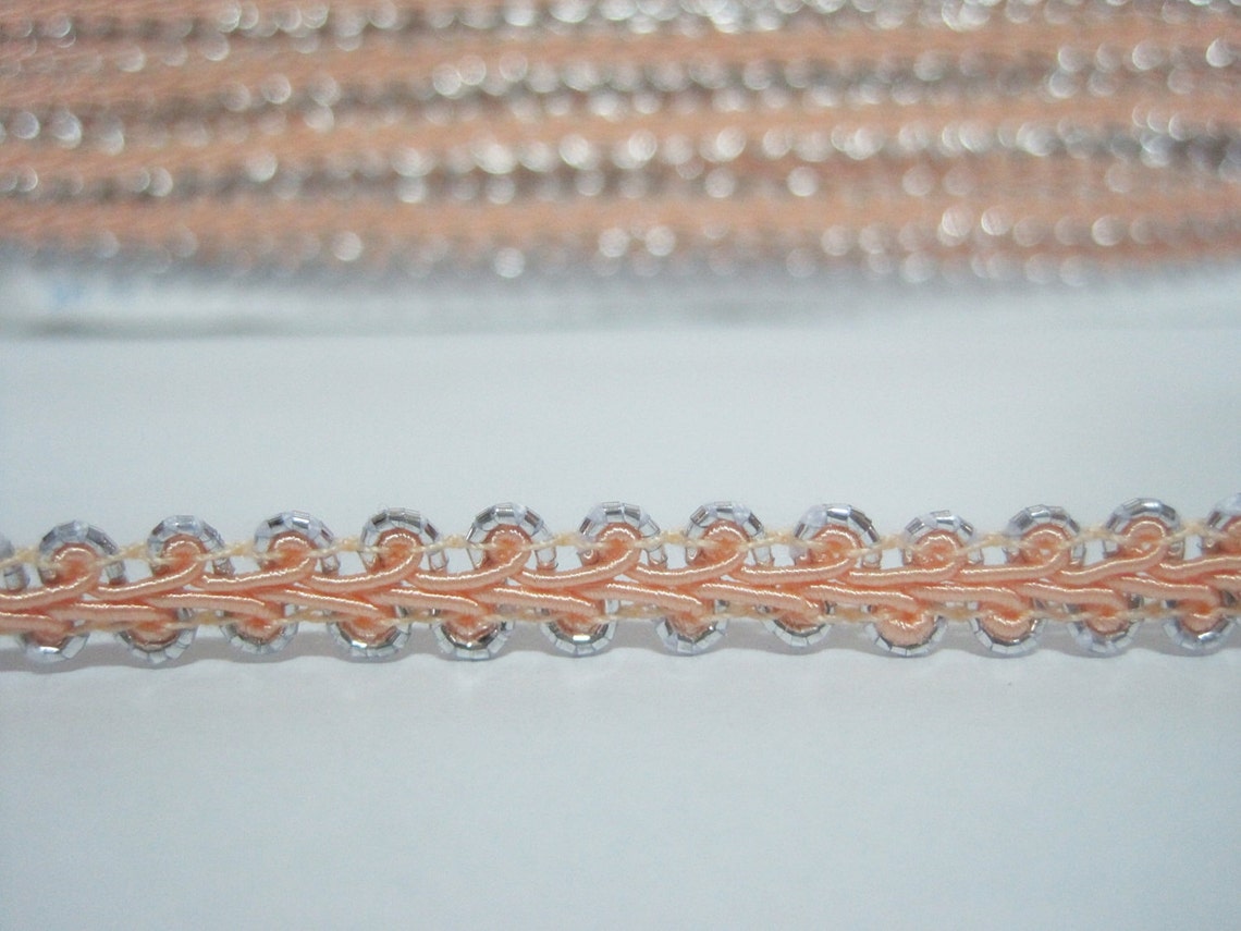 5 Yards 1/4 Salmon Gimp Braided Silver Edge Gimp Braid Etsy