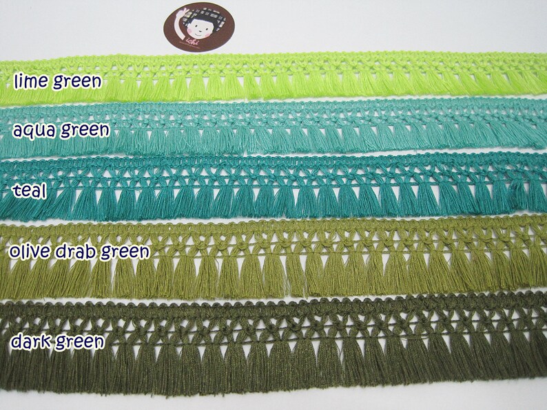 5 Yd 11/4 Lime Green Cotton Tassel Trim Green Trim Etsy