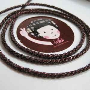 5 Yd 2.5 mm Dark Brown Metallic Twisted Cord, Brown Twisted Cord, Braided cord, jewelry making cord, brown round cord, brown metallic cord