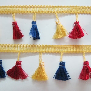 5 yards 3.7 cm Multicolored Tassel Fringe, tassel trim, multicolored tassel trim, Tassel garland, boho trim, colorful tassel trim, Tassels