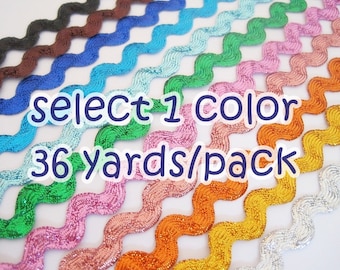 1 Pack (36 Yards) Metallic Rick Rack Trim, Wholesale rick rack, Ric Rac Trim, Metallic trim, Rick Rack Trim,Rick Rack Lot, Trim lot, glitter