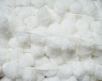 5 Yards 3.5 cm Jumbo Pom Pom Trim, White Jumbo Pom Pom Trim, Extra Large Pom Pom Trim, White pom pom fringe, White, Pom Pom Garland, pompoms