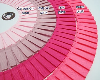 1 Yd 2" Pink Grosgrain Box Pleated Trim, Box Pleated Trim, Box Pleated Ribbon Trim, Pleat Grosgrain Ribbon, box pleated ribbon trim, pink
