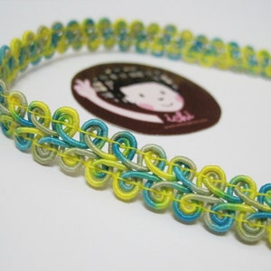 5 Yards 3/8&quot; Multicolored Gimp Braided Trim, Gimp Braid, Braided Cord, Braided Gimp Trim, Scroll Braid Trim, Multicolored gimp braid, green