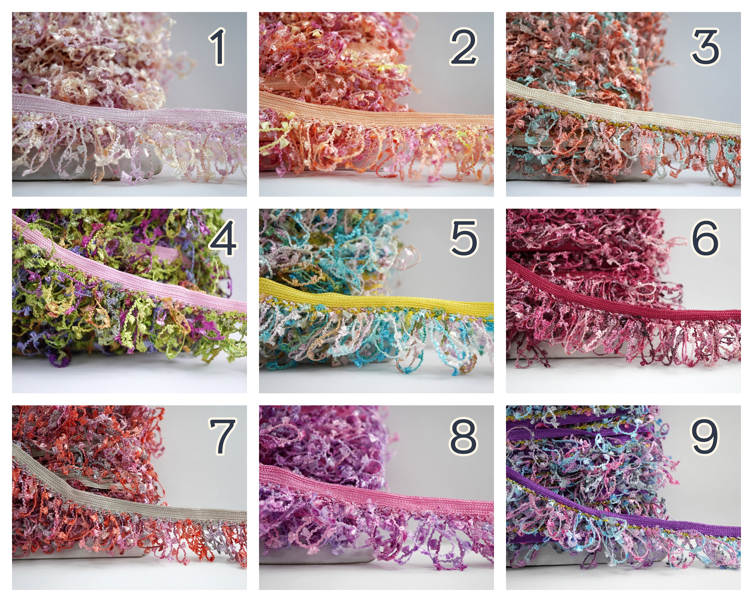 5 Yards Lime Green Multicolored Loop Trim, Multicolored Tassel Trim ...
