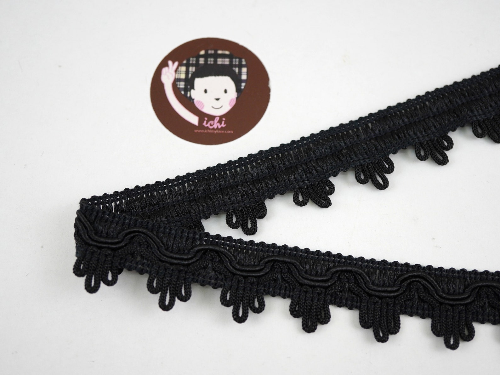 5 Yards Black Scalloped Loop Fringe, Vintage Lace, Loop Trim, Looped ...