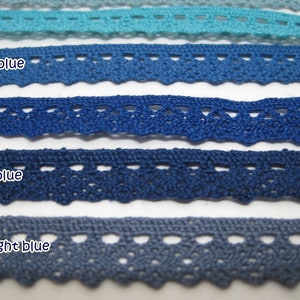 5 yards 3/8 Blue Crochet Lace Trim, Lace Trim, Crochet Lace Trim, Cotton Lace Trim, Blue trim, Lace Trim Ribbon, Wholesale trim, Blue lace image 4