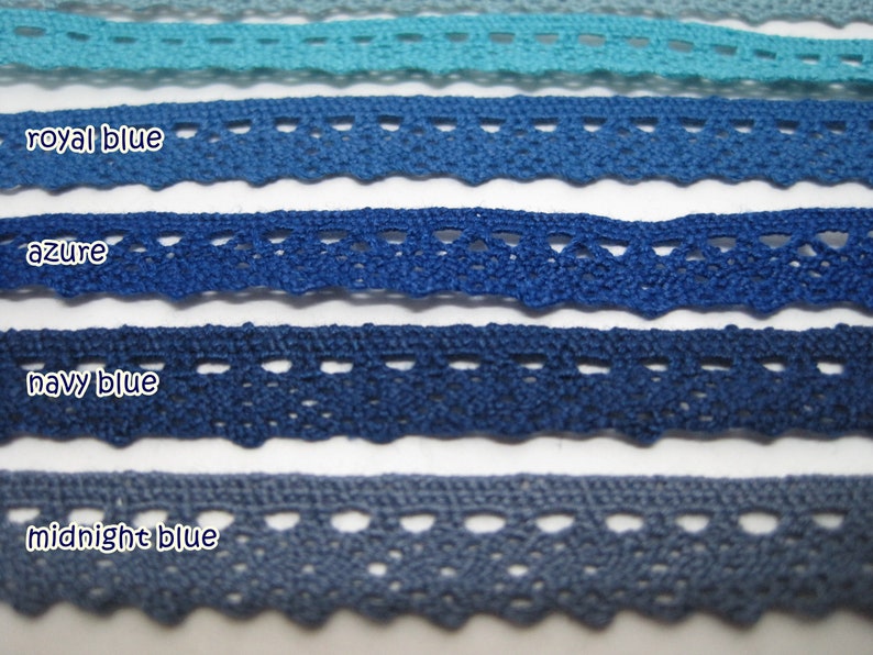 5 yards 3/8 Blue Crochet Lace Trim, Lace Trim, Crochet Lace Trim, Cotton Lace Trim, Blue trim, Lace Trim Ribbon, Wholesale trim, Blue lace image 4