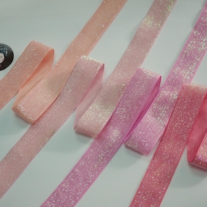 5 yards 1&quot; Pink Glitter Ribbon, Metallic ribbon, Glitter yarn, glitter ribbon for bows, sparkle ribbon, chunky ribbon, velvet ribbon, pink