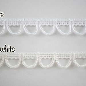 5 yards White Loop trim, loop trim, braided trim, button looping trim, white button loop, white lace, loop lace, white scallop lace