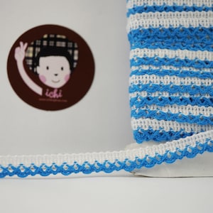 5 yards Turquoise-Off White lace, 2 tone lace, lace trim, lace trim ribbon, doll clothing, sewing lace, decorating lace, white lace, blue