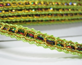 5 Yards 5/16" Lime Green-Gold Braid trim