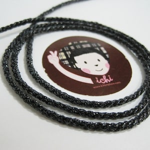5 Yd 2.5 mm Black Metallic Twisted Cord, Black Twisted Cord, Braided cord, jewelry making cord, black round cord, black metallic cord, black
