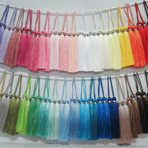 20 Pieces SELECT COLOR Long Silk Tassel with Silver Wrap, Tassel set, Wholesale Tassels, jewelry making, silk tassel, tassel garland, tassel