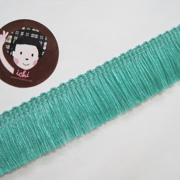 5 Yards Aqua Green Cotton Tassel Trim, Mint Trim, Mint tassel fringe, wholesale trim, Mint tassel trim, Mint chainette fringe, teal fringe