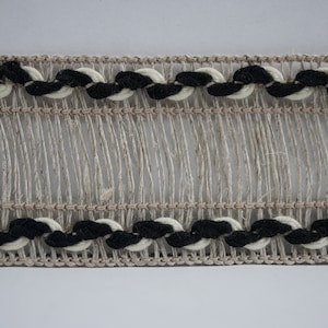 5 yards Black Linen braid, linen lace, linen trim, natural trim, natural ribbon, unbleached linen, natural lace trim, linen ribbon, black