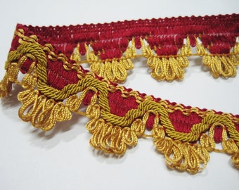 5 yards 1-3/16" Classic Gold-Ruby Vintage Trim
