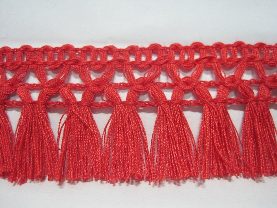 5 Yards Red Cotton Tassel Trim Red Trim Red tassel fringe Etsy