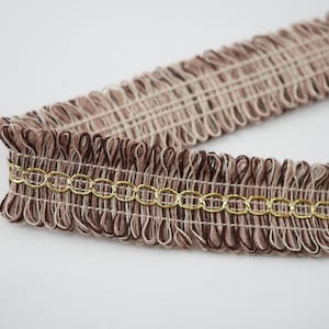 5 yards 3/4" Brown Tassel Loop Trim, Tassel Trim, wholesale trim, looped trim, tassel loop trim, loop fringe, gold metallic trim, brown trim