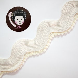 5 yards Ivory Jumbo Rick Rack Trim with Cream Tiny pom pom, ivory rick rack, Jumbo Ric Rac, Rick Rack Trim, Rick Rack Lot, large rick rack