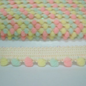 5 Yards Mini Pom Pom Trim, Pastel Sparkly (pom size 0.5 cm), Pom Pom Trim, Colorful trim, Rainbow Trim, pastel trim, pastel pom pom trim