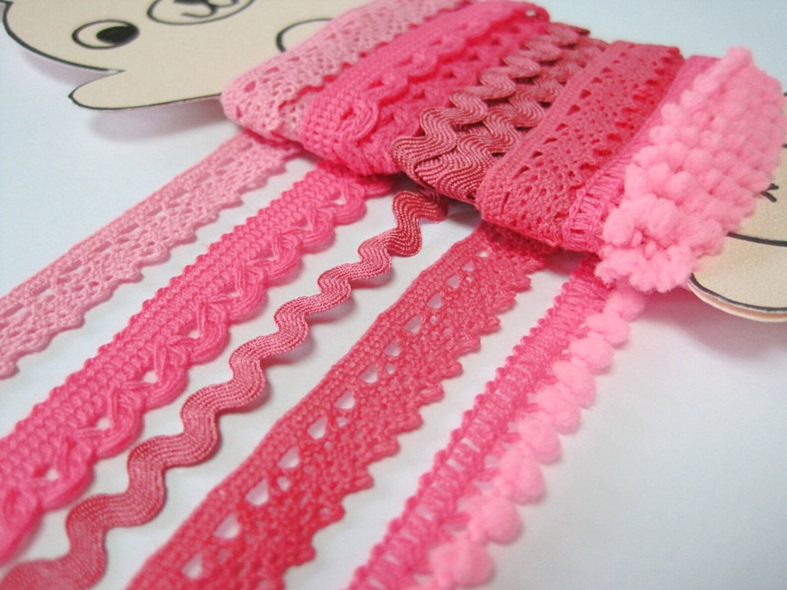 5 Yards Pink Trim Trim Lot Lace Trim Cotton Lace Trim Pom Etsy