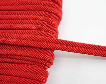 5 yards 10 mm Red Soutache cord, soutache braid, shiny cord, flat cord, shiny braid, shiny flat braid, red cord, red soutache braid, red