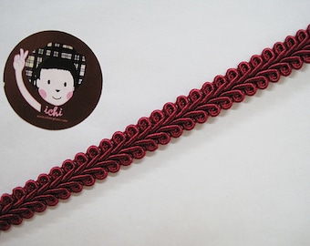 5 Yards 9/16" Dark Red Gimp Braided Trim, Gimp Braid, Braided Cord, Braided Gimp Trim, Scroll Braid Trim, Red trim, Chinese Braided,red trim