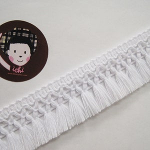 5 Yd 1-1/4" White Cotton Tassel Trim, White Trim, wholesale trim, mini tassel, Cotton tassel, white tassel, white trim, white tassel fringe