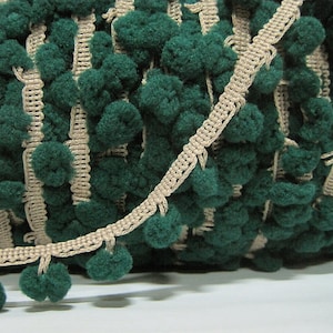 5 yards Forest Green Mini Pom Pom met warme grijze rand, Mini Pom Pom Trim, Groene pom pom, Groothandel trim, 2-tone pom pom, groene pom pom franje