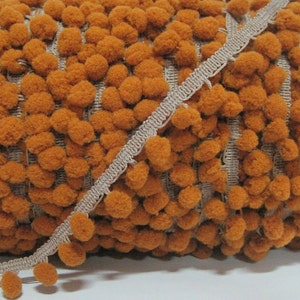 5 yards Golden Brown Mini Pom Pom with Warm Gray Trim, Mini Pom Pom Trim, brown pom pom, Wholesale trim, 2-tone pom pom, dark brown trim