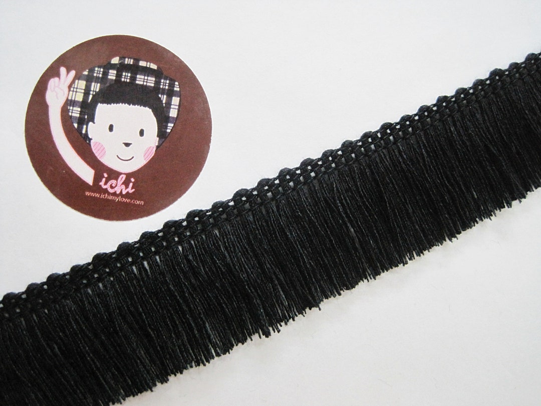 5 Yards Black Cotton Tassel Trim, Black Trim, Black Tassel Fringe