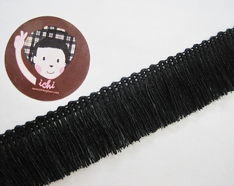 5 Yards Black Cotton Tassel Trim, Black Trim, black tassel fringe, wholesale trim, black tassel trim, black chainette fringe, black fringe