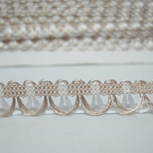 5 yards Beige-White Scallop Loop, loop trim, braided trim, picot braid, white trim, white loop trim, brown trim, brown loop trim, beige trim