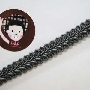 5 Yards 9/16" Dark Gray Gimp Braided Trim, Gimp Braid, Braided Cord, Braided Gimp Trim, Scroll Braid Trim, Gray braided trim, Gray Trim