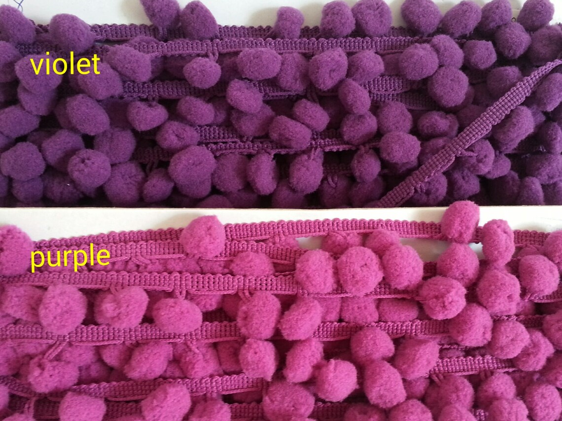 5 Yards 1.2 Cm Pom Pom Trim Purple Pom Pom Trim Violet Trim Etsy