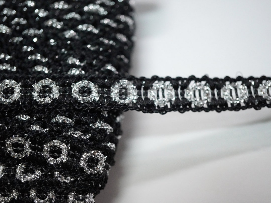 5 Yards Black-silver Metallic Braid, Flat Braided, Metallic Braid ...