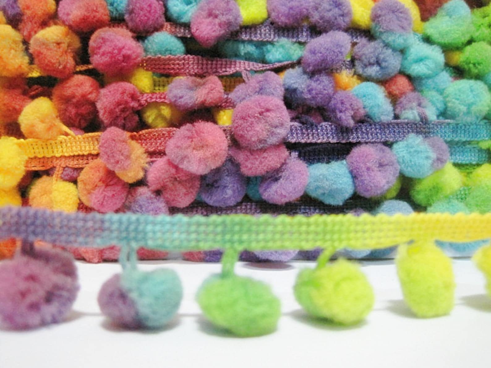 5 Yards Multicolored Large Pom Pom Trim Pom Pom Trim Yellow Etsy