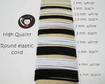 High Quality Elastic Cord, Elastic braided, Round elastic, elastic band, white elastic, black elastic, mask elastic,elastic for mask making