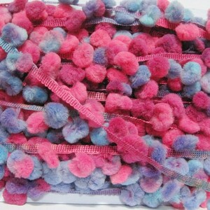 5 Yards Multicolored Pom Pom Trim, pink pom pom trim, pink pom pom fringe, Wholesale Trim, Pom Pom Fringe, purple pom pom trim, pom poms